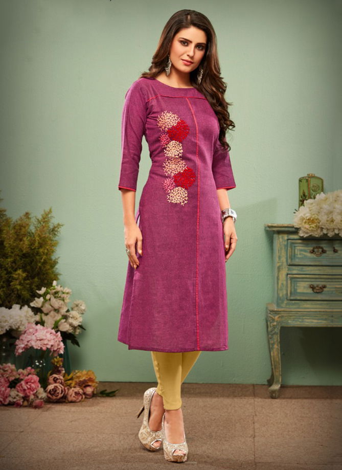 Impression Hamdloom Cotton Designer Hand Embroidery Festival Wear Kurti Collection 1001-1008